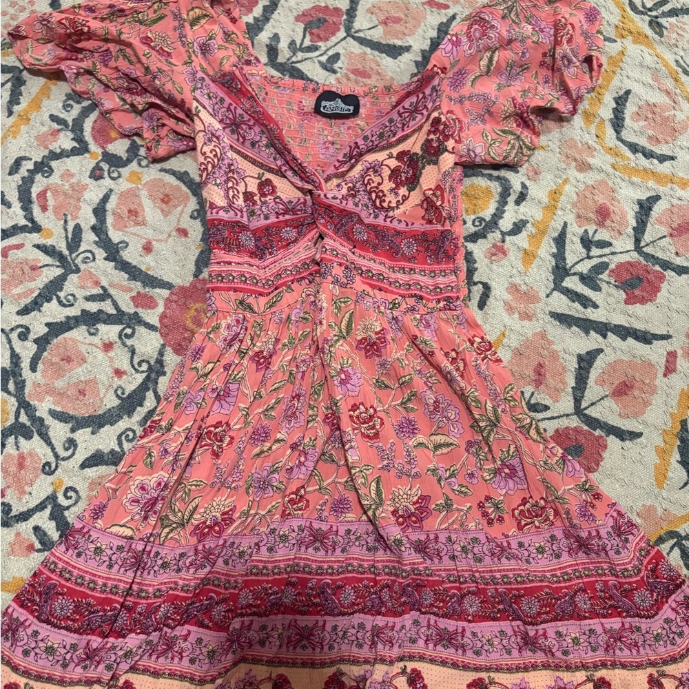 Angie Pink and Red Floral Mini Dress